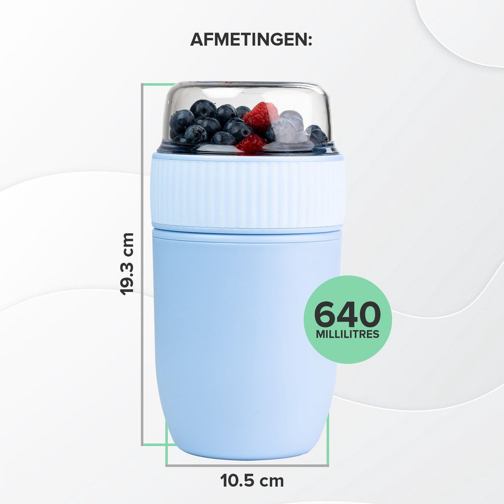  Coninx Yoghurtbeker To Go - Muesli Beker To Go - Lunchbeker - Mueslibeker 640ml ( 450ml+190ml ) - Blauw