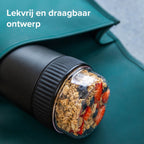  Coninx Thermos Lunchbox - Muesli Beker To Go - Isoleer Lunchpot - Yoghurtbeker To Go - Mueslibeker 840ml (600ml+240ml) - RVS / Zwart