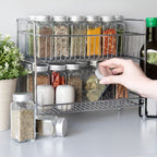  Navaris Stalen Kruidenrekje 2 Laags - Kruidenrek Staand - Rek Voor Kruidenpotjes En Glaasjes - Multifunctionele Organizer Voor Keuken En Badkamer