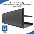  Dieux® - Magnetisch Kruidenrek - Ophangbaar Opbergrek - Keukenrek - Complete Set - Aanrecht Organiser - Badkamerrek - Wandrek - Staal - Zwart - Pasen