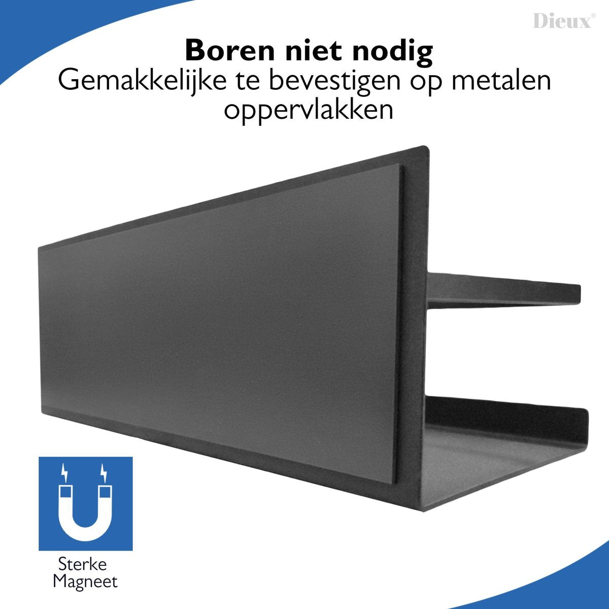  Dieux® - Magnetisch Kruidenrek - Ophangbaar Opbergrek - Keukenrek - Complete Set - Aanrecht Organiser - Badkamerrek - Wandrek - Staal - Zwart - Pasen