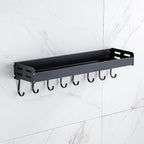 Merkloos TDR - Kruidenrek - Ophangbaar - Inclusief 6 Verplaatsbare Haken Voor Keukengereedschap - 50 Cm - Zwart