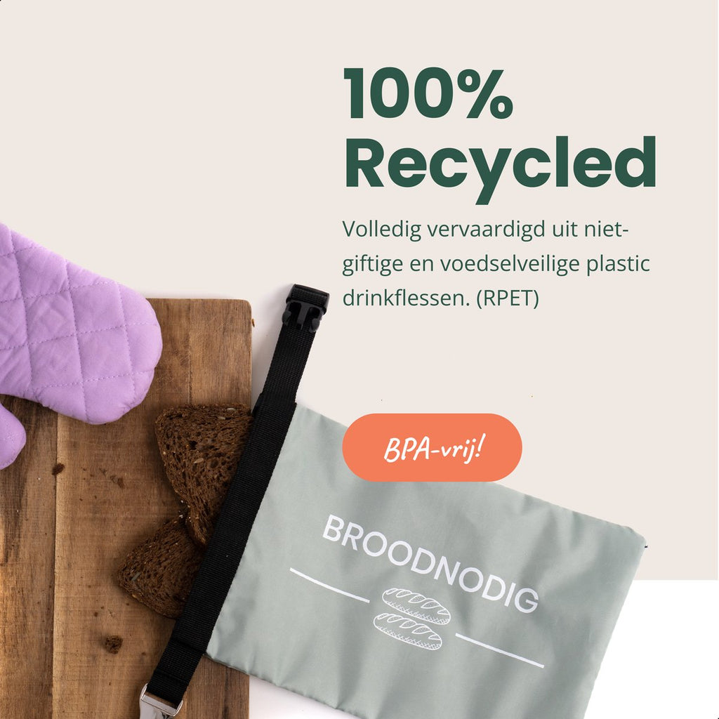  BROODNODIG® - Herbruikbare Boterhamzak - Van 100% Gerecyclede PET-flessen - Ideaal Als Diepvrieszakjes - Lunchzak - Herbruikbaar Boterhamzakje - Foodwrap - Lunchbox - 30x20cm - Pastel Groen
