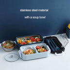  Lunchbox - Meal Prep Bakjes - Lunch Box Met Deksel - Meal Prep – Bento Box - Lunchtrommel Met Bestek Blauw