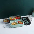  Lunchbox - Meal Prep Bakjes - Lunch Box Met Deksel - Meal Prep – Bento Box - Lunchtrommel Met Bestek Blauw
