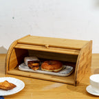 Merkloos Decopatent® Broodtrommel Met Rolluik - Bamboe Houten Brooddoos Met Schuifdeksel - Broodtrommel - Brood Bewaren En Vers Houden
