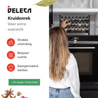 Deleca Kruidenrek Organizer Met 24 Kruidenpotjes - Vierkant - Strooideksel &amp; Labels - Ophangbaar Of Staand - Industrieel / Zwart