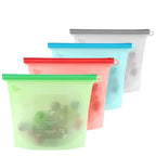  Siliconen Vershoudzakken - Set Van 8 ( 4x 1000ML + 4x 1500ML) -(Transparant, Rood, Groen, Blauw) - Duurzaam - Herbruikbaar - Vries &amp; Hitte Bestendig - Meal Prep - Opbergzak Maatbeker Meal Prep Container