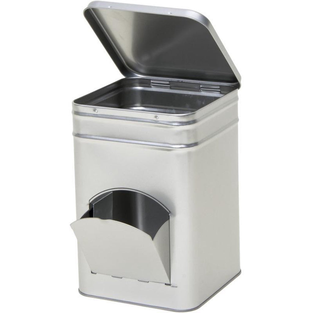 Merkloos 1x Zilver Vierkant Opbergblik/bewaarblik Met Dispenser 21 Cm - Zilveren Koffiecups/suikerklontjes Voorraadblikken - Voorraadbussen Met Dispenser
