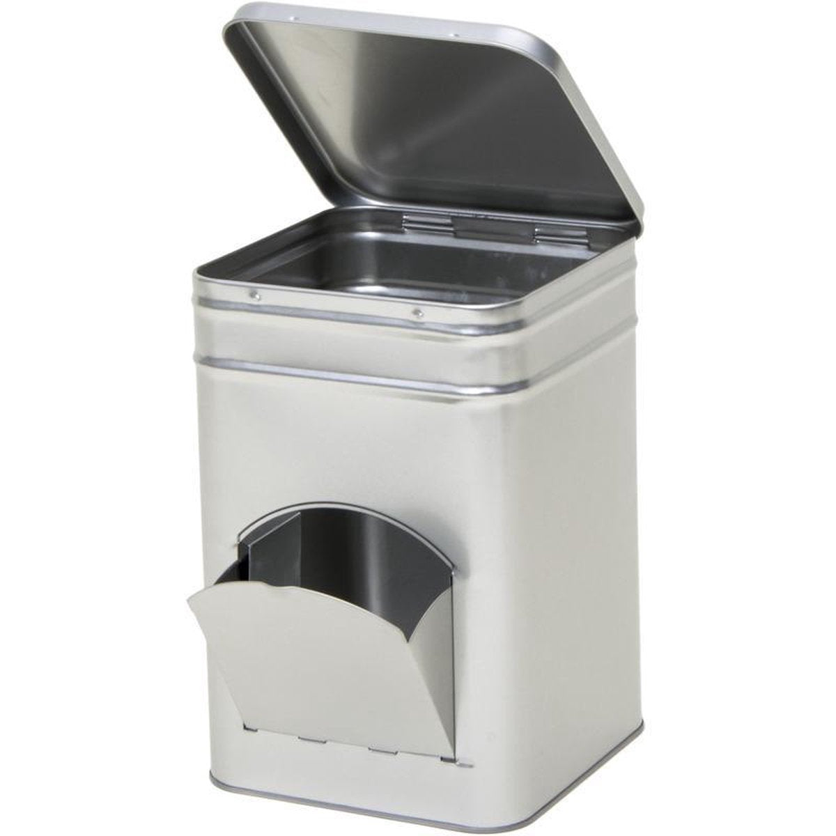 Merkloos 1x Zilver Vierkant Opbergblik/bewaarblik Met Dispenser 21 Cm - Zilveren Koffiecups/suikerklontjes Voorraadblikken - Voorraadbussen Met Dispenser