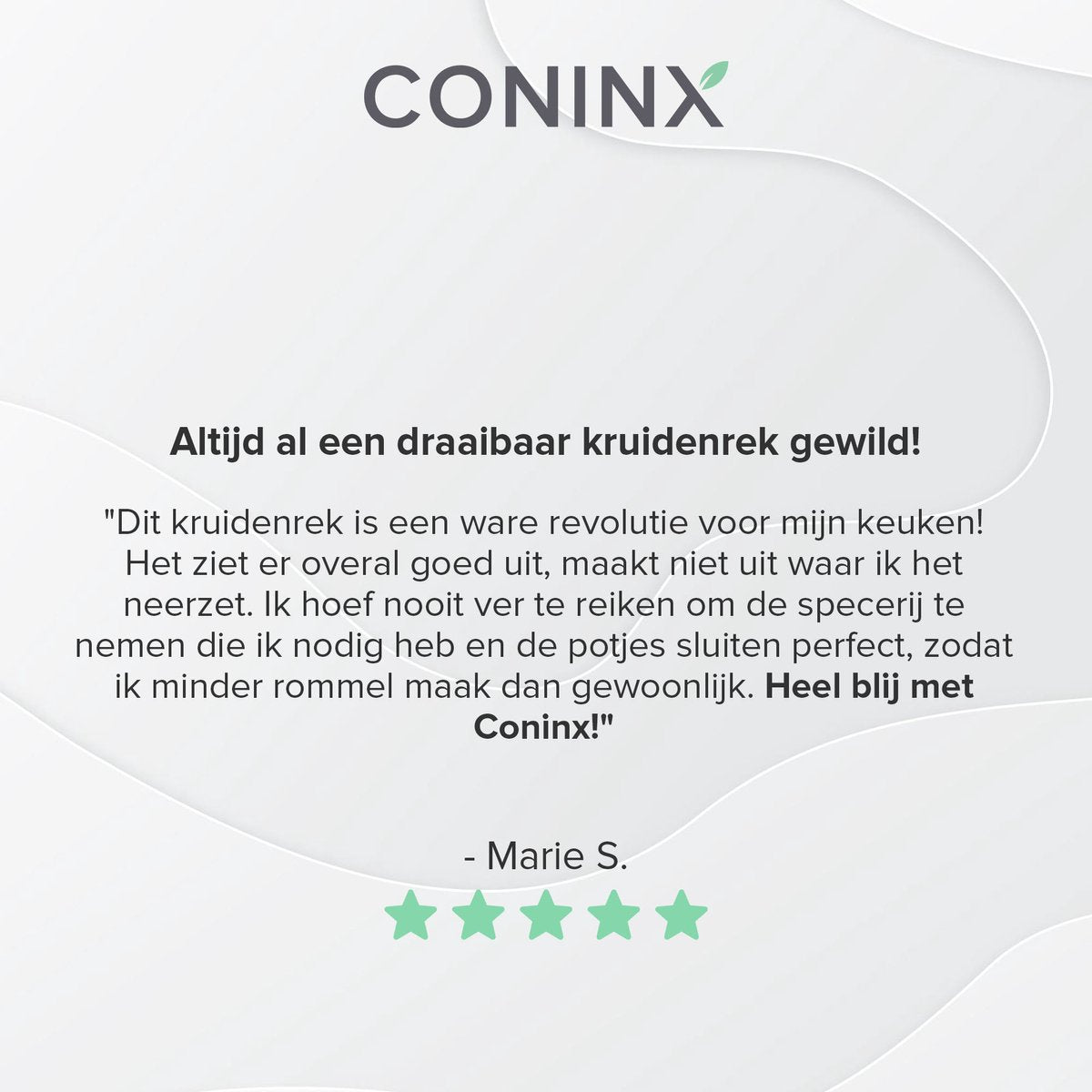  Coninx Kruidenrek Staand - Draaiend Kruidenrek Met Glazen Potjes - Kruidencarrousel Draaibaar - 8 Kruidenpotjes - Wit / RVS