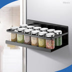 Dieux® - Magnetisch Kruidenrek - Ophangbaar Opbergrek - Keukenrek - Complete Set - Aanrecht Organiser - Badkamerrek - Wandrek - Staal - Zwart - Pasen