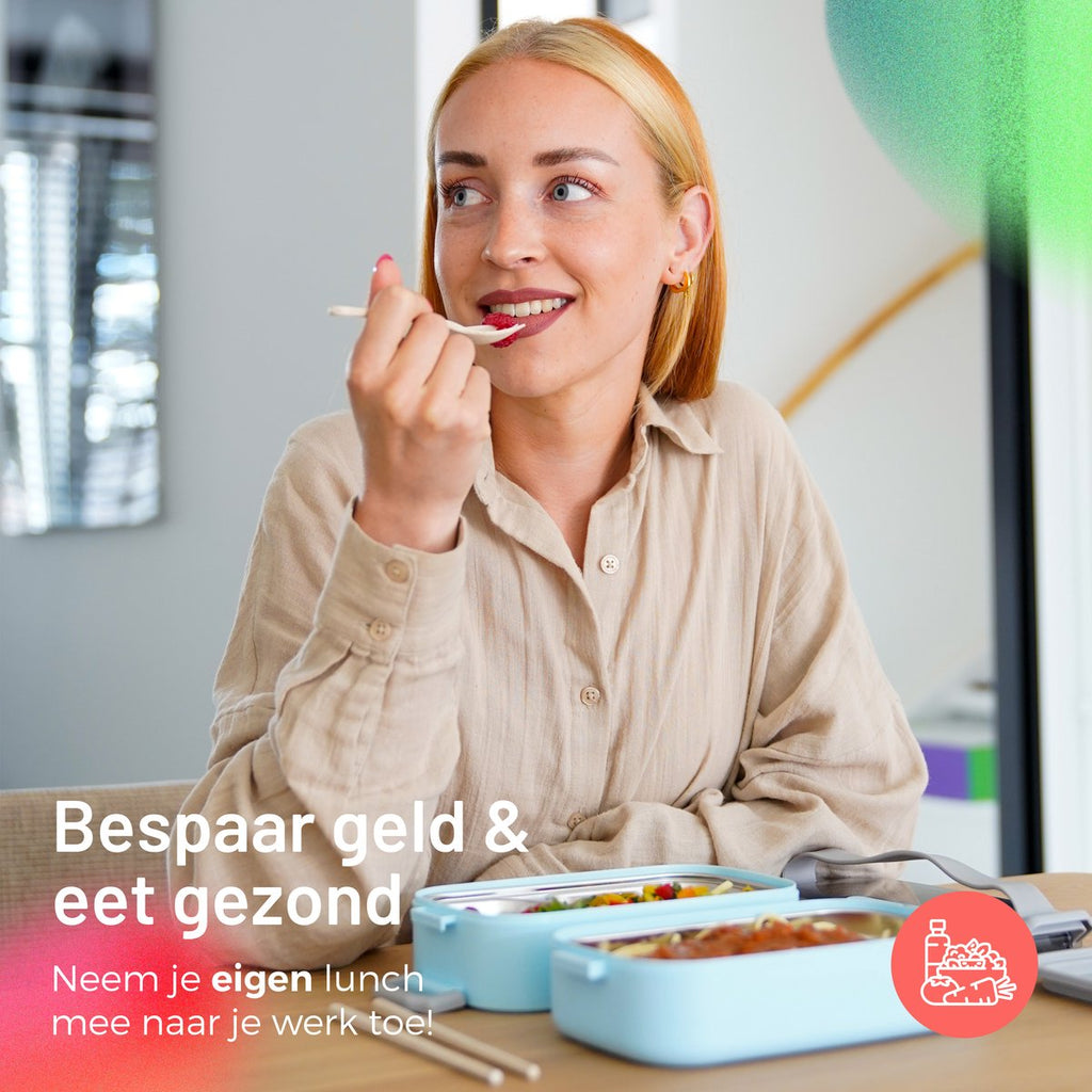  Triple J® Lunchbox - Broodtrommel - Lucht- &amp; Lekvrij - Incl. Bestek - Magnetron &amp; Vaatwasser Bestendig