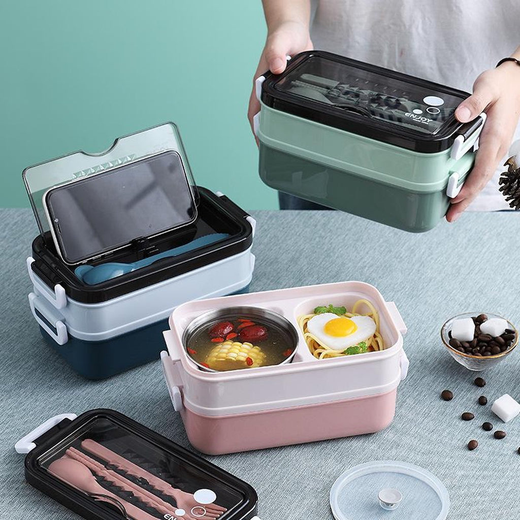  Lunchbox - Meal Prep Bakjes - Lunch Box Met Deksel - Meal Prep – Bento Box - Lunchtrommel Met Bestek Groen