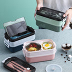  Lunchbox - Meal Prep Bakjes - Lunch Box Met Deksel - Meal Prep – Bento Box - Lunchtrommel Met Bestek Groen
