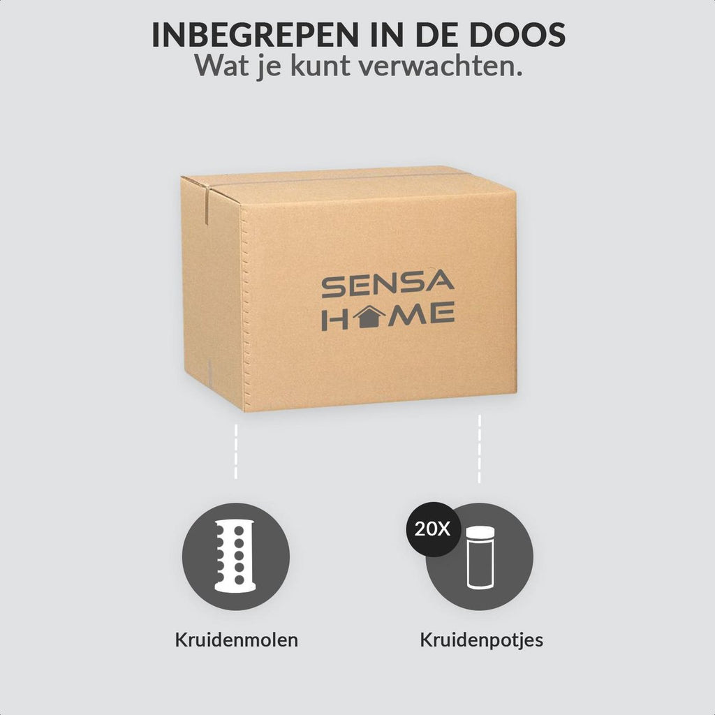  SensaHome 360 Graden Roteerbare Kruidencarrousel - Kruidenrek/Kruidenmolen - 20 Kruidenpotjes - 5 Laags - Draaibaar - 20 Specerijen Potjes - Specerijenmolen