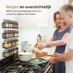  Comforder Kruidenrek Ophangbaar - Kruiden Organizer - 4 Kruidenrekken - Voor 24 Kruidenpotjes - Zwart