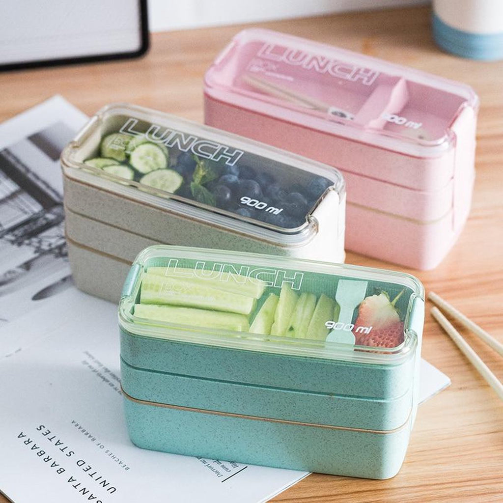  Lunchbox - Meal Prep Bakjes - Lunch Box Met Deksel - Meal Prep – Bento Box - Lunchtrommel Met Bestek Beige