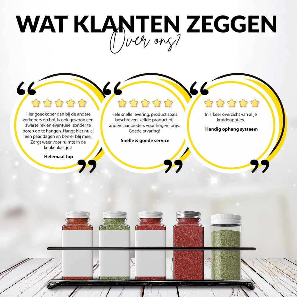  YORGS Kruidenrek Ophangbaar - Kruidenrekje Voor Potjes - Kruidenrekken Hangend 4 Stuks - Zwart - Inc Ophangmateriaal