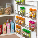  KitchenBrothers Ophangbaar Kruidenrek Voor 32 Kruidenpotjes - Spice Rack – Keuken Rek - Kruiden Organizer - Specerijen Opbergen - 4 Laags - 40 X 6.3 X 50 Cm - RVS