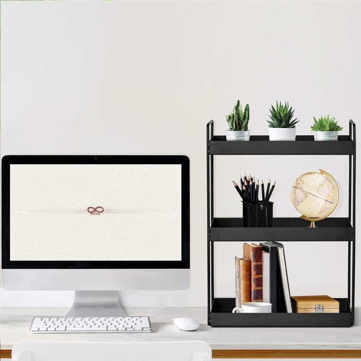 Merkloos 3 Tier Staande Planken Keuken Onder Kast Plank Douche Plank Badkamer Werkblad Organizer Ijdelheid Lade Cosmetica &amp; Make-up Opslag Kruidenrek Zwart