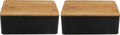  Set Van 2x Stuks Opbergblikken/bewaarblikken Zwart Met Bamboe Deksel 1,7L 19 X 13 X 7 Cm - Voorraadblikken/koekblikken