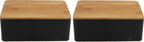  Set Van 2x Stuks Opbergblikken/bewaarblikken Zwart Met Bamboe Deksel 1,7L 19 X 13 X 7 Cm - Voorraadblikken/koekblikken