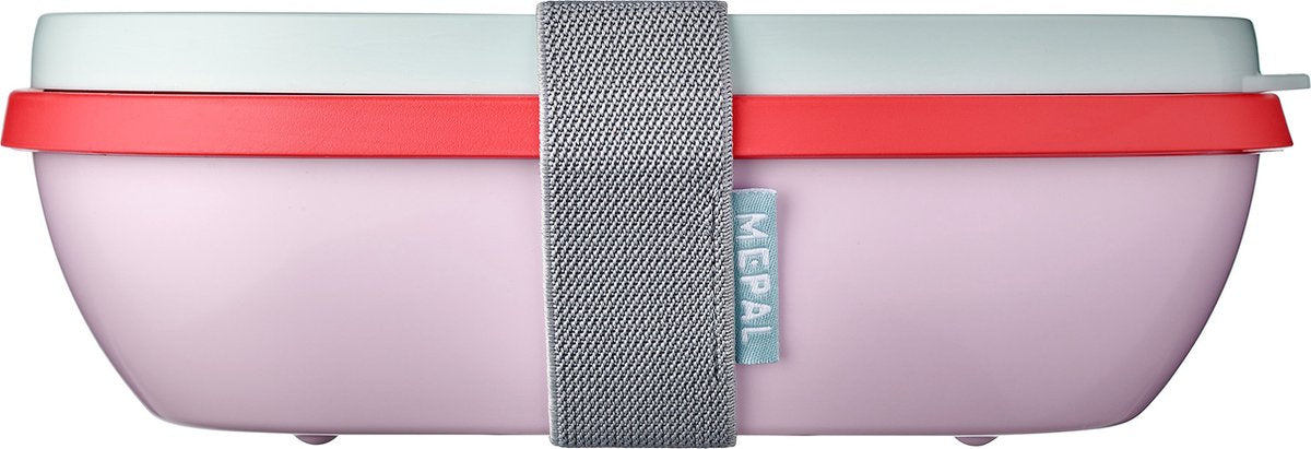  Mepal – Lunchbox Ellipse Duo – Lunchbox Voor Volwassenen En Saladebox To Go– Strawberry Vibe – Magnetronbestendig - Limited Edition