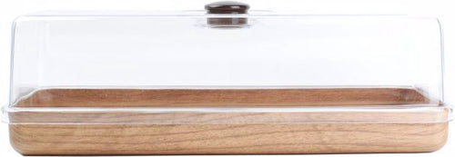  Cake Bewaardoos - Met Stolp - Kunststof - Houtlook - 39x16cm