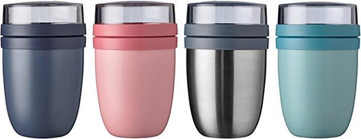  Mepal – Isoleer Lunchpot Ellipse – Houdt Je Eten 6-8 Uur Warm En 12 Uur Koud – Nordic Pink – 2 Compartimenten – Soep Beker To Go – Yoghurt Beker Muesli - Thermos Lunchbox