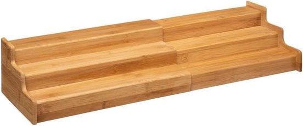 Merkloos Decopatent® Kruidenrekje Uitschuifbaar - Staand 3 Laags Kruidenrek Voor 36 Kruidenpotjes - Specerijen Rek - Bamboe Hout