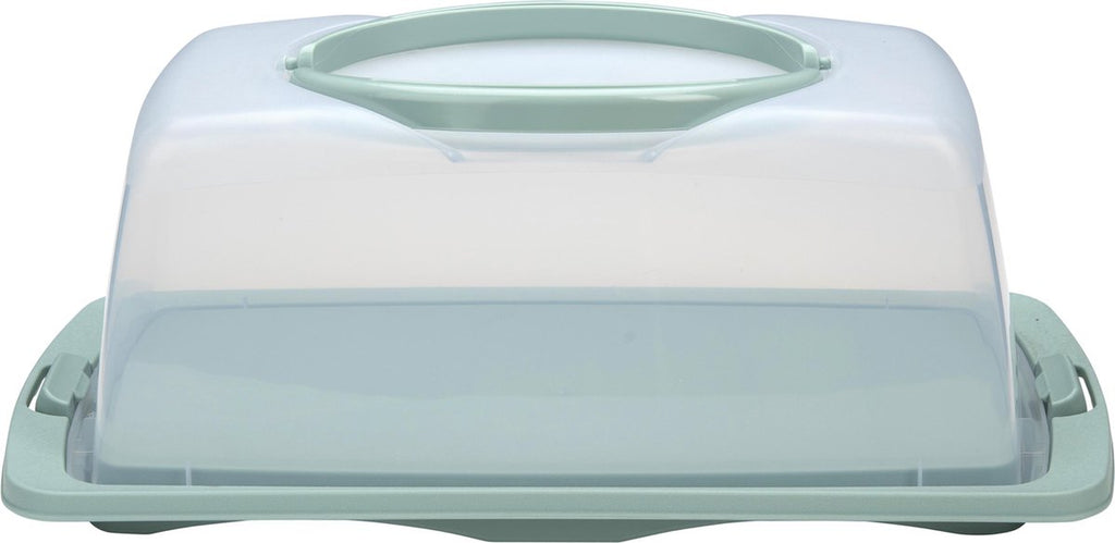 Merkloos Spesely® Pastel Groen Taart Bewaardoos Met Deksel En Inklapbare Handgrepen - Rechthoek - 39x19xH15cm - Vershouddoos - Transparant - Opbergdoos Taart - Taartdoos - Cakedoos - Taartdoos Met Deksel - Boîte à Gâteaux
