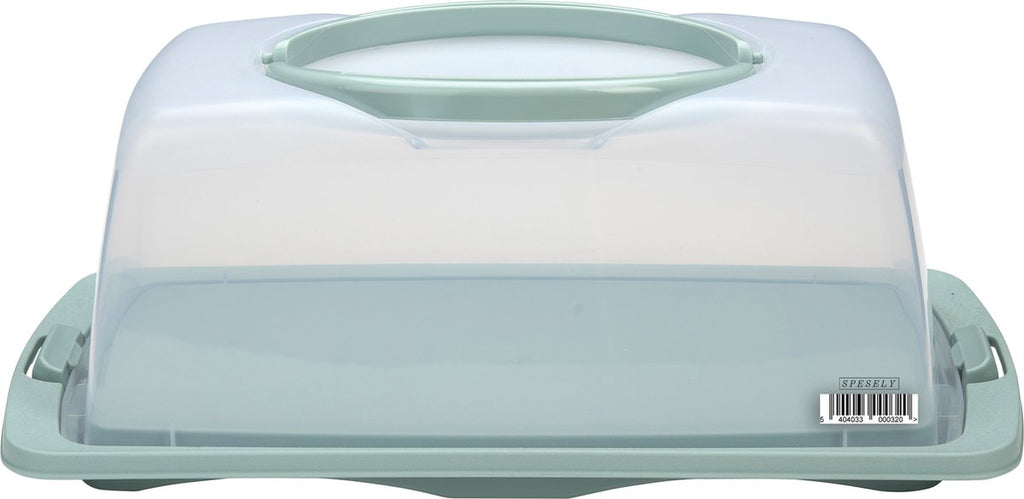 Merkloos Spesely® Pastel Groen Taart Bewaardoos Met Deksel En Inklapbare Handgrepen - Rechthoek - 39x19xH15cm - Vershouddoos - Transparant - Opbergdoos Taart - Taartdoos - Cakedoos - Taartdoos Met Deksel - Boîte à Gâteaux