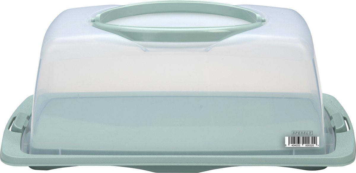 Merkloos Spesely® Pastel Groen Taart Bewaardoos Met Deksel En Inklapbare Handgrepen - Rechthoek - 39x19xH15cm - Vershouddoos - Transparant - Opbergdoos Taart - Taartdoos - Cakedoos - Taartdoos Met Deksel - Boîte à Gâteaux