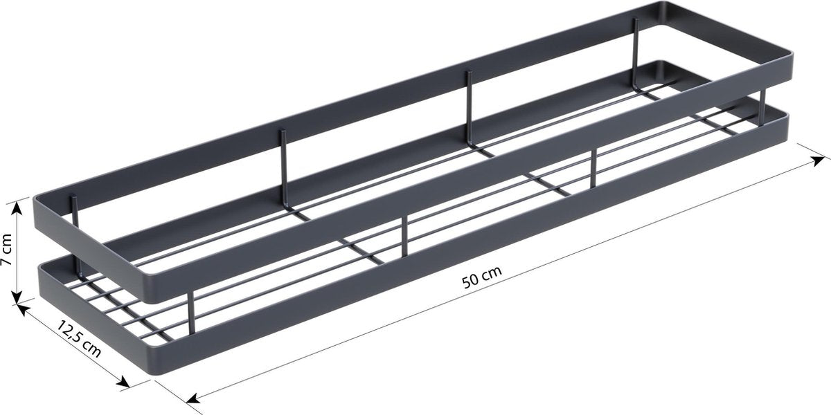  Noswo Kruidenrek Ophangbaar - Kruidenrek Voor Kruidenpotjes - Keukenrek Hangend - 50 Cm - Zwart