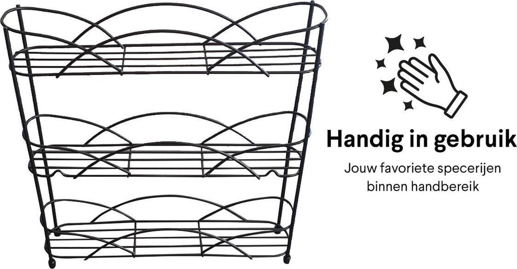  Zindoo - Kruidenrek - Standaard - 3-laags - Ophangbaar - 18 Kruiden Potjes - Anti-slip Pootjes - Spice Rack - Specerijenrek - Keukenorganizer - Keukenaccessoires