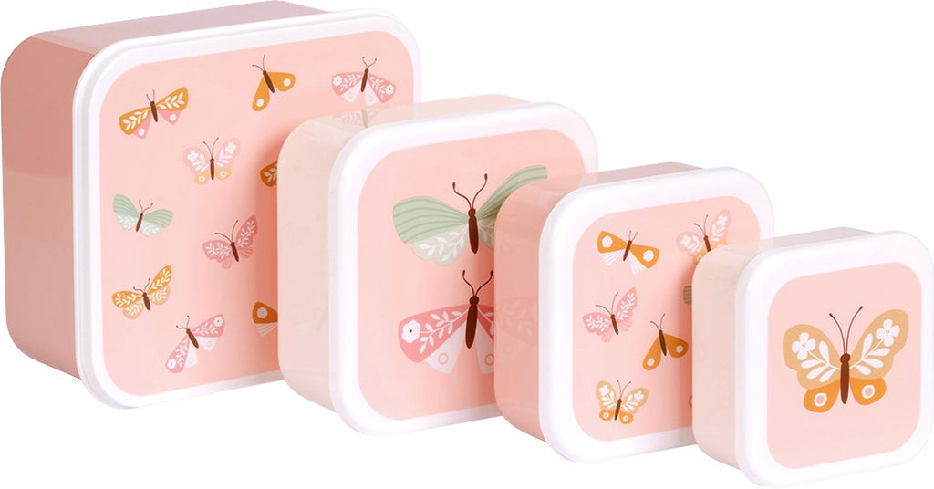  A Little Lovely Company - Brooddoos - Broodtrommel - Lunch &amp; Snack Box Set Van 4 - Vlinders