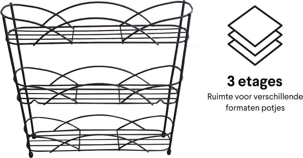  Zindoo - Kruidenrek - Standaard - 3-laags - Ophangbaar - 18 Kruiden Potjes - Anti-slip Pootjes - Spice Rack - Specerijenrek - Keukenorganizer - Keukenaccessoires