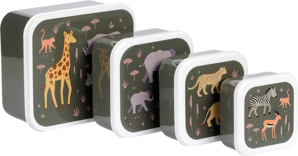  A Little Lovely Company - Brooddoos - Broodtrommel -Lunch &amp; Snack Box Set Van 4 - Savanne