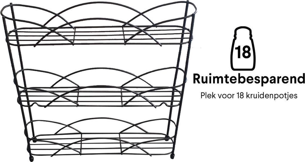  Zindoo - Kruidenrek - Standaard - 3-laags - Ophangbaar - 18 Kruiden Potjes - Anti-slip Pootjes - Spice Rack - Specerijenrek - Keukenorganizer - Keukenaccessoires