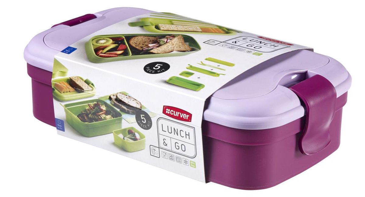  Curver Lunch&amp;Go Lunchbox - Met Bestek - Paars