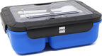  IFancy LUNCHBOX YUMMY - Bento Box 1500ml + Bestek - 3 Compartimenten - BPA Vrij &amp; Lekvrij - Vaatwasser Magnetron &amp; Vriezer - Lunch Box Voor Kinderen &amp; Volwassenen (Blauw)