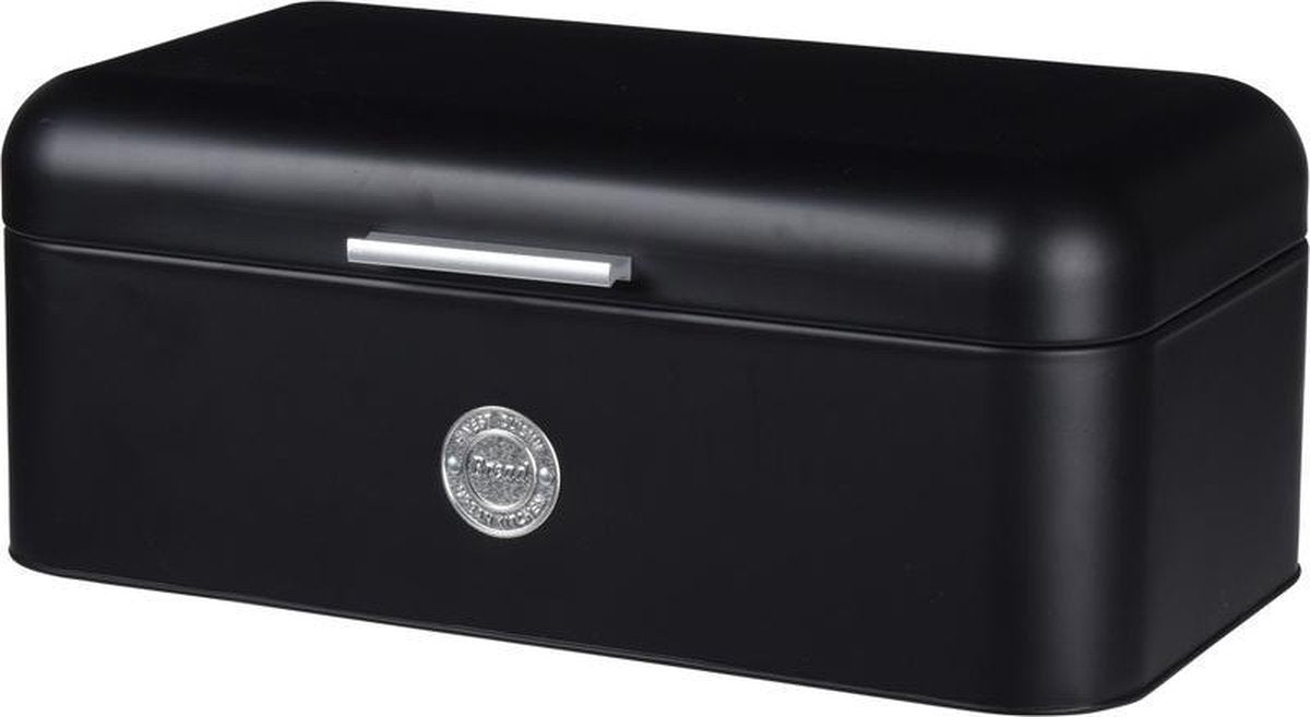 Merkloos Zwarte Metalen Broodtrommel 2,5 Liter - Keuken Accessoires - Brood Bewaren/vershouden - Broodtrommels