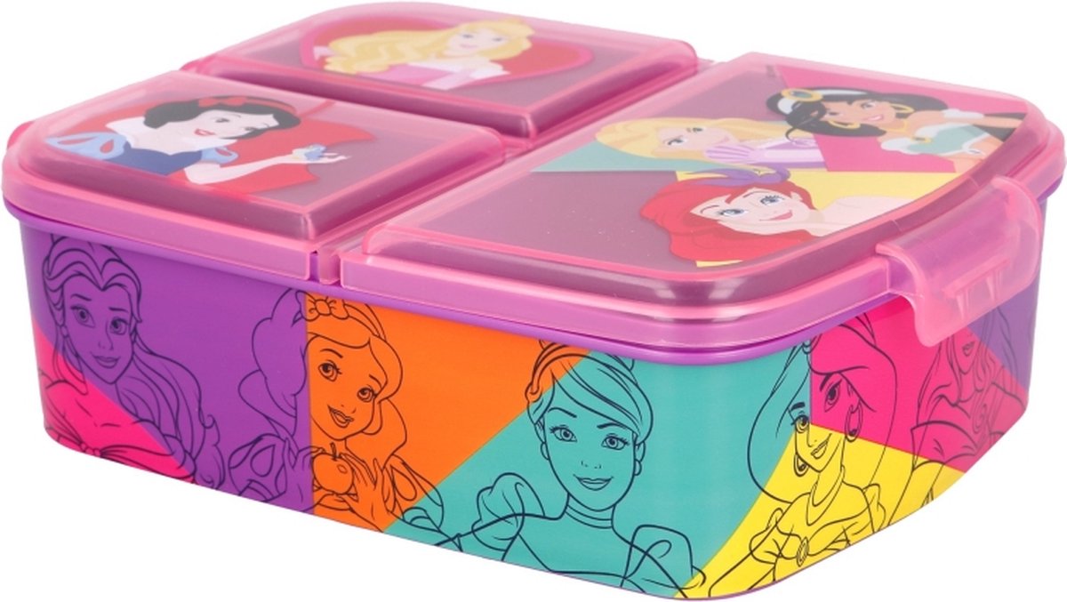  Disney Prinsessen Broodtrommel 3 Vakjes - Officieel Gelicentieerd -18x13 Cm - Brooddoos -Lunchbox