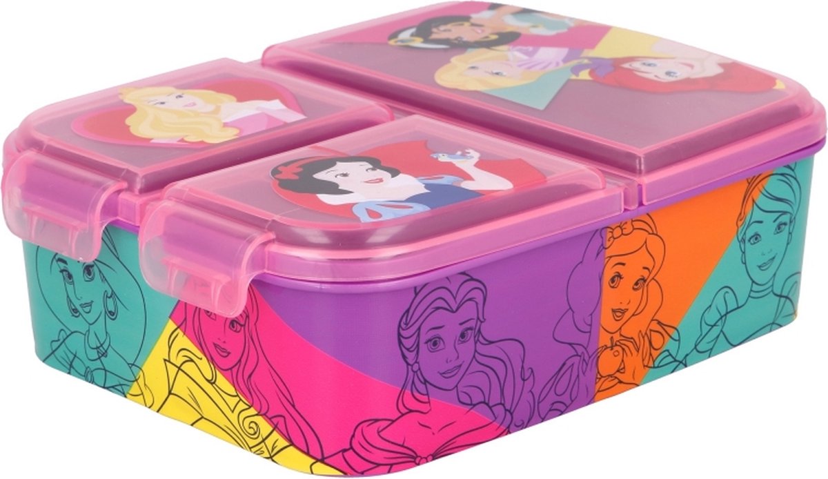  Disney Prinsessen Broodtrommel 3 Vakjes - Officieel Gelicentieerd -18x13 Cm - Brooddoos -Lunchbox