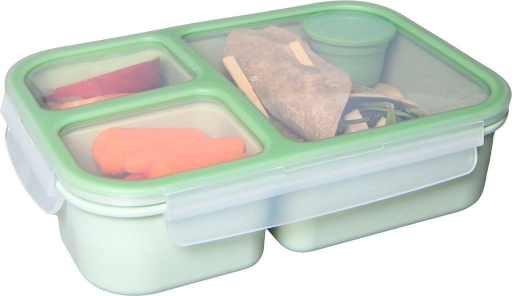  Lock&amp;Lock Lunchbox - Bento Box - Salade Lunchbox - Met 3 Compartimenten - Met Dressing/Saus Bakje - Volwassenen En Kinderen - To Go - Lekvrij - BPA Vrij - 1,5 Liter - Groen