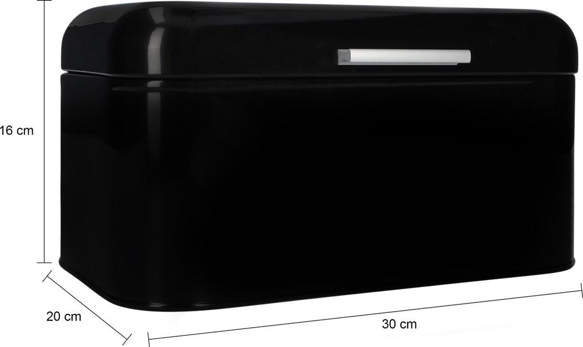  QUVIO Broodtrommel - Brooddoos - Brood Bewaren - Vershouddoos Voor Brood - Brooddoos - Klepdeksel - Scharnierdeksel - Zwart - Ijzer - 9,5 Liter Inhoud - 20 X 30 X 16 Cm