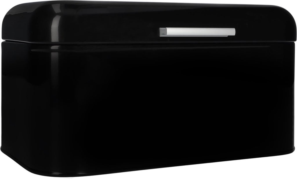  QUVIO Broodtrommel - Brooddoos - Brood Bewaren - Vershouddoos Voor Brood - Brooddoos - Klepdeksel - Scharnierdeksel - Zwart - Ijzer - 9,5 Liter Inhoud - 20 X 30 X 16 Cm