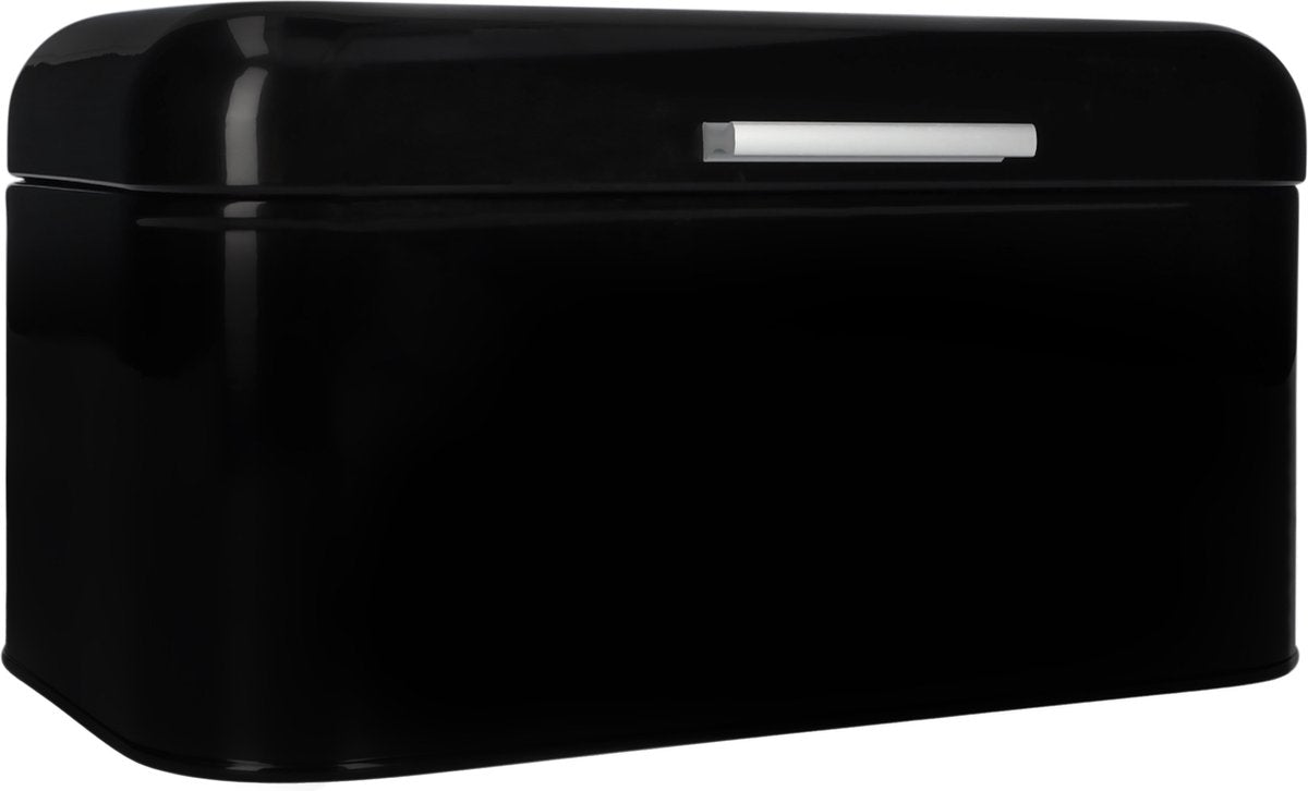  QUVIO Broodtrommel - Brooddoos - Brood Bewaren - Vershouddoos Voor Brood - Brooddoos - Klepdeksel - Scharnierdeksel - Zwart - Ijzer - 9,5 Liter Inhoud - 20 X 30 X 16 Cm
