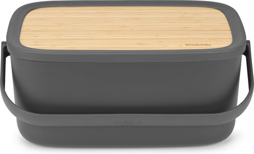  Brabantia Nic Broodtrommel - Met Bamboe Deksel - Dark Grey